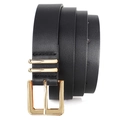 Ceinture minimaliste en cuir PU noir avec une boucle rectangulaire dorée polie - 110 / Noir