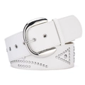 Cintura punk Y2K bianca in pelle con fibbia larga argentata e borchie metalliche - Bianco