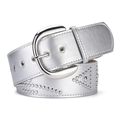 Cintura larga in pelle argento stile punk Y2K con borchie e fibbia in metallo - Argento