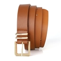 Ceinture femme marron en similicuir avec texture grainée et boucle carrée en métal doré - 110 / Kaki
