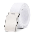 Cintura tattica in tela bianca da uomo con fibbia in metallo argento lucido per outdoor - Bianco