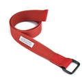 Roter Segeltuchgürtel mit schwarzer Doppel-D-Ringschnalle und weißem Webeetikett - 110cm / Rot