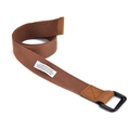 Brauner Stoffgürtel mit schwarzer Doppel-D-Ringschnalle und weißem Markenetikett - 110cm / Khaki