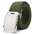 Cintura tattica in tela verde militare con fibbia in metallo argento sport - Verde