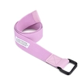 Light purple canvas belt with black double D-ring buckle and minimalist fabric label - Pink
