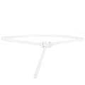 Minimalist white slim leather belt for women featuring a knotted fastening design - White