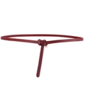 Minimalist wine red knotted leather waist belt for slim fit dress styling accessories - Red