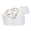 Cintura trasparente in PVC da donna con fibbia in metallo dorato a forma di cuore su sfondo bianco - 115cm / Oro Trasparente