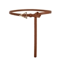 Cinturón fino de cuero marrón para mujer con hebilla triangular de metal dorado - Caqui