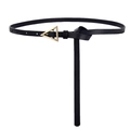 Cinturón fino negro minimalista para mujer con elegante hebilla triangular dorada - Negro