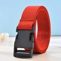 Red canvas belt for men and women featuring a durable black plastic buckle for outdoor use - 120cm / Red