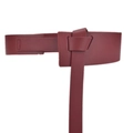Cintura larga in pelle bordeaux con grana litchi e design minimalista a nodo avvolto - 105cm / Rosso