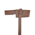 Cintura larga da donna marrone in pelle sintetica con chiusura a nodo alla moda - 105cm / Cachi