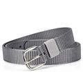 Grauer geflochtener Canvas-Gürtel mit silberner Dornschließe für Damen und Outdoor-Mode - 105cm / Silber