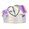 Cintura laser in PVC iridescente con fibbia a cuore argento e occhielli per donna - 115cm / Argento Iridescente