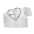 Cintura trasparente in PVC con fibbia in metallo argentato a forma di cuore per donna - 115cm / Argento Trasparente