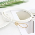 Elegant white slim leather belt with golden round buckle for women's dresses and sweaters - 110cm / White