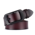Cintura in pelle marrone scuro con fibbia ad ardiglione nera opaca per ogni stile - Caffè / 110cm