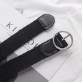 Ceinture tressée noire élastique pour femme avec boucle ronde et surpiqûres blanches - Boucle ronde noire