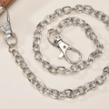 Silver metal O-chain belt with lobster clasps for women's hip-hop fashion styling - Chain Only (Without Belt) / 103CM