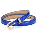 Cinturón fino de charol azul real para mujer con hebilla dorada grabada de alta calidad - 100cm / Azul
