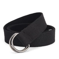Classic black canvas belt featuring a durable double D-ring metal buckle for a casual look - 110cm / Black