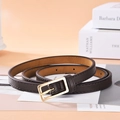 Elegante cintura sottile marrone scuro da donna con fibbia rettangolare in metallo dorato - 100cm / caffè