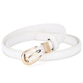 Elegante cinturón fino blanco de cuero para mujer con hebilla decorativa de metal oro - 100cm / Blanco