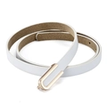 Minimalistischer schmaler weißer Ledergürtel für Damen mit goldener U-Metallschnalle - 110cm / Weiß