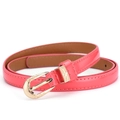 Ceinture fine pour femme en cuir verni rouge rose avec boucle dorée gravée - 100cm / Rose