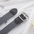 Ceinture tressée élastique gris foncé avec finitions en similicuir noir et boucle mate - Gris Boucle Carrée
