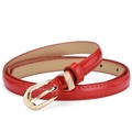 Ceinture fine en cuir verni rouge pour femme avec boucle dorée ornée de motifs vagues - 100cm / Rouge