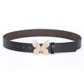 Ceinture fine noire mate pour femme avec boucle papillon dorée ornée de strass - Noir