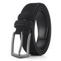 Cintura classica in pelle scamosciata nera da uomo con fibbia ad ardiglione grigio scuro - Nero / 105cm