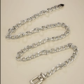 Cinturón de cadena de metal plateado pulido con hebilla rectangular para mujer - Plateado