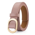 Cintura da donna in pelle rosa Morandi con fibbia ad anello dorata opaca - Taro / 105cm