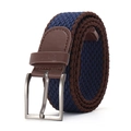Cintura intrecciata elastica in nylon blu e marrone con fibbia ad ardiglione e pelle - Rosso Vino Blu Navy