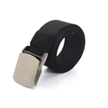 Tactical black nylon belt with brushed alloy buckle and durable twill weave texture - Black