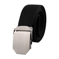 Tactical black canvas belt for men featuring a silver brushed metal automatic buckle - Black
