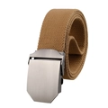 Men's tactical canvas belt with matte metal buckle in khaki brown for outdoor training - Khaki
