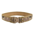 Tactical camouflage canvas belt with khaki buckle and durable reinforced stitching - MultiCam / 130cm