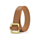 Cintura minimalista in ecopelle marrone con cinturino testurizzato e fibbia quadra dorata - 100cm / Cachi