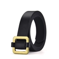 Cintura classica in ecopelle nera con fibbia quadrata in oro opaco per donna - 100cm / Nero