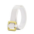 Cintura minimalista in pelle PU bianca da donna con fibbia quadrata in metallo oro vintage - 100cm / Bianco