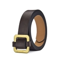 Cintura minimalista marrone scuro da donna con fibbia quadrata dorata opaca - 100cm / caffè