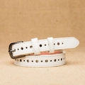 White minimalist hollow waist belt for women with retro floral stitching and gunmetal buckle - White Horseshoe Buckle / 105cm