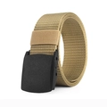 Heren tactische kaki canvas riem met matzwarte gesp en nylon geweven riemband - 120cm / Khaki