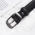 Ceinture classique en cuir noir pour femme avec texture et boucle en métal mat - Taille unique / Noir