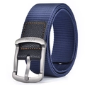 Dunkelblauer Nylon-Flechtgürtel mit matter Metallschnalle und strukturiertem Lederdetail - 120cm / Marineblau