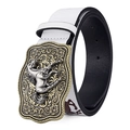 Detail of western cowboy belt with embossed galloping horse on antique bronze buckle - 110cm / Bronze Galloping Horse Style (P0282)